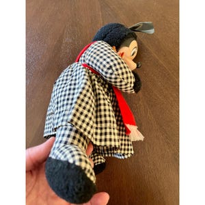 Vintage 1960s Disney Gund Swedlin Minnie Mouse Rubber Face Plush Doll Gingham image 7