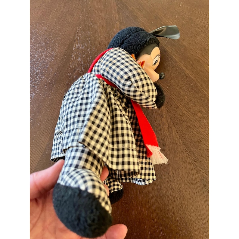 Vintage 1960s Disney Gund Swedlin Minnie Mouse Rubber Face Plush Doll Gingham image 7
