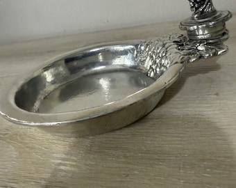 Vintage italiensk tenn vinflaskunderlägg droppbricka med druvkork