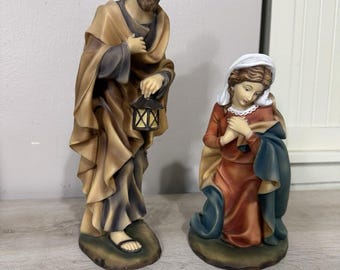 Nativity Set Joseph & Mary Figurines 11” 8” Religious