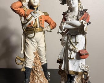 Gran par de figuritas de porcelana Grafenthal de 42 cm (16,5 pulgadas), estilo victoriano.