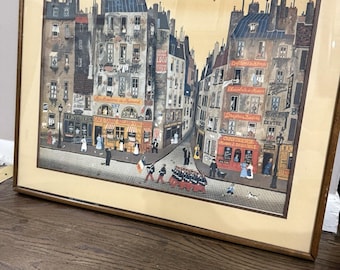 Cuadro grande de 74 cm (29 pulgadas) con escena callejera de París, obra de Michel Delacroix.