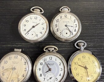 Lote de 5 relojes de bolsillo para reparar