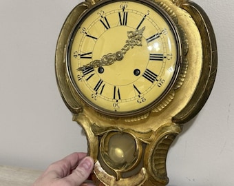 Orologio da parete vintage J Weckenmann, Germania, a carica manuale, dorato.