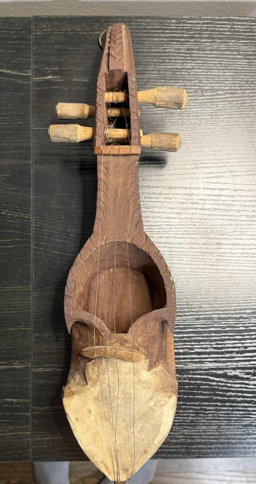 Ingoni Instrument Antique West African Ngoni String Instrument – Hand Carved Wood & Hide ...