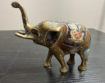 Vintage mässings elefantkonstskulptur