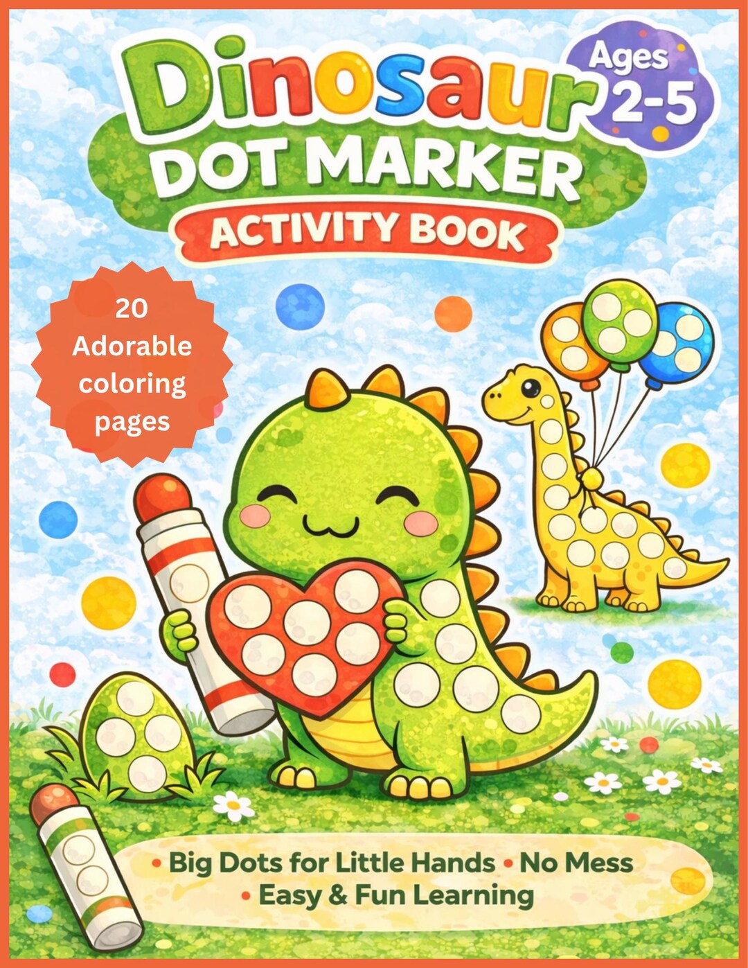 Dinosaur Dot Marker Activity Book for Kids Ages 2-5 | Toddler Preschool ...