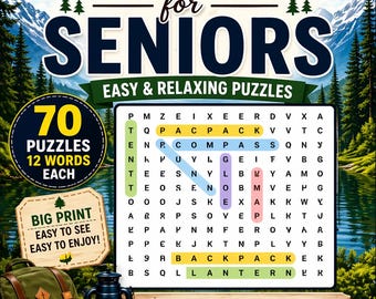 Large Print Word Search for Seniors – 70 Easy Puzzles, Mixed Themes, Relaxing Brain Games