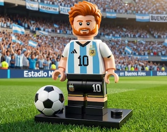 MOC-Lionel Messi Minifigure | Soccer Player Gift | Football Birthday Gift for Boys | LEGO Compatible