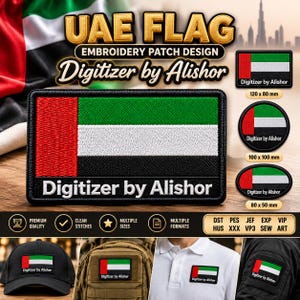 UAE Flag Embroidery File Instant Download