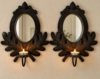 Vintage Seasons of Cannon Falls Oak Leaf Acorn Mirror Candle Sconce Pair