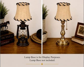 Vintage Rawhide Laced Clip-On Mini Lampshade 4" Western Cabin Shade