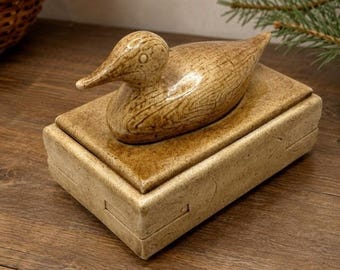 Vintage 1978 Duncan Enterprises Ceramic Duck Trinket Box Cabin Lodge Decor