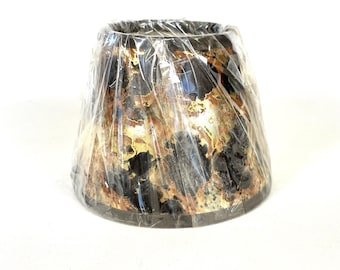 Vintage Tortoise Marbled Clip On Mini Lampshade 4" Gold Bronze Black USA Torte