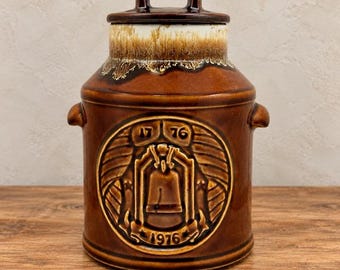 Vintage McCoy 1976 Bicentennial Cookie Jar Brown Drip Liberty Bell USA