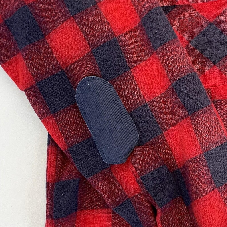 Vintage 60s Pendleton Board Shirt Mens L Red Navy Wool Plaid Loop Collar image 12