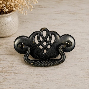 Vintage Black Brass Batwing Chippendale Drawer Bail Pull 2.5" Center Handle