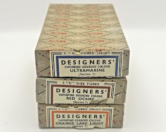 Vintage Winsor & Newton Designers Gouache 18 Tubes 3 Box Sets Made England