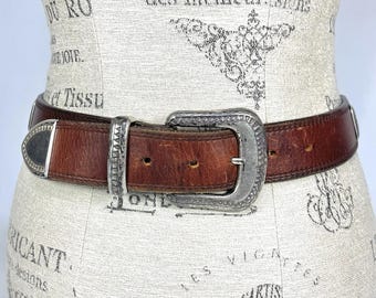 Vintage Billy Belts California Leather Concho Belt Brown Western Cowboy Size 30