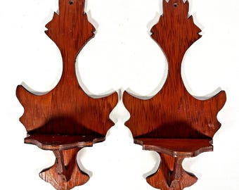 Vintage paar rustieke houten wandplanken hangende accentrichels 11,5"