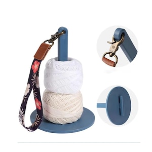 Yarn Holder with Wrist Strap Plastic Wool Ball Spinner Thread Spool Stand Knitting Crochet Craft Tool