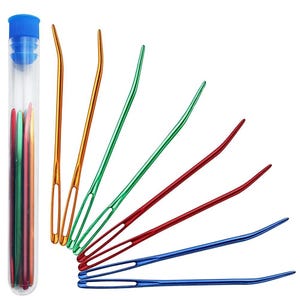 Large Eye Bent Aluminum Yarn Needles for Knitting Crochet Weaving Crafts (8PCS)