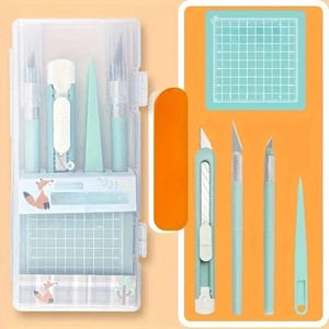 5PCS Scrapbook Craft Tool Set, Precision Paper Craft Kit with Tweezers, Craft Knife, Pen & Non-Slip Cutting Mat for DIY Projects