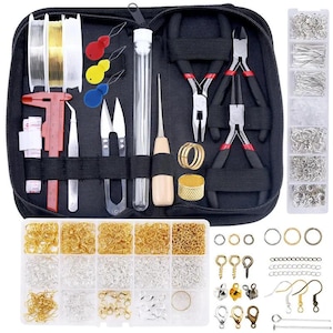 Jewelry Making Kit, Repair Tools, Jump Rings, Clasps, Crimp Beads, Earring Hooks DIY Craft