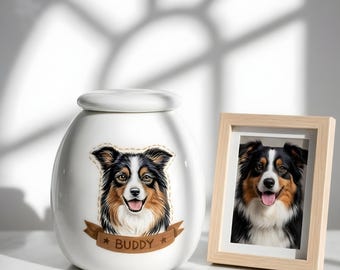 Custom Pet Memorial Urn - 100% Handmade Ceramic with Portrait