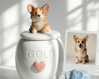 Personalized Ceramic Dog & Cat Memorial Jar | Handmade Cremation Urn with Name and Heart