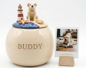 Gepersonaliseerde 3D-urn voor huisdieren | Aangepast beeldje, naam en thema | Keramische aandenkenpot