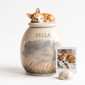 Custom Pet Urn, Ceramic Dog Keepsake Jar, Night Sky Design