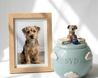 Custom Pet Urn with 3D Figurine | Personalized Ceramic Dog Memorial Keepsake