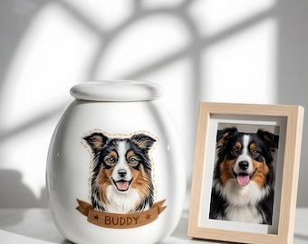 Op maat gemaakte herdenkingsurn voor huisdieren: 100% handgemaakt keramiek met portret