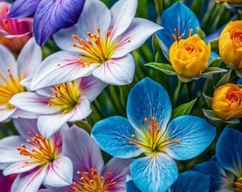 Mezcla de bulbos de azafrán Blue Moon: flores de primavera moradas y azules, plantas perennes de jardín.