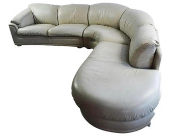 Divano componibile in pelle Roche Bobois degli anni '70