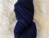 Super Bulky Yarn 98 yds- Sapphire Moon- OOAK- dark navy blue