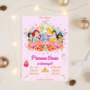 Royal Princess Editable Birthday Invitation, Princess Birthday Invite, Princess Theme Invitation, Girls Party Invite, Canva Template