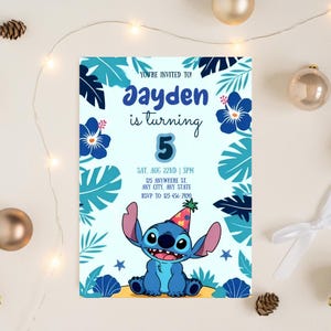 Editable Baby Stitch Birthday Invitation, Stitch Birthday Invitation, Stitch Party Invite, Birthday Invite for Kids, Canva Template