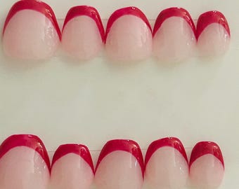 Rounded square Red French Tips