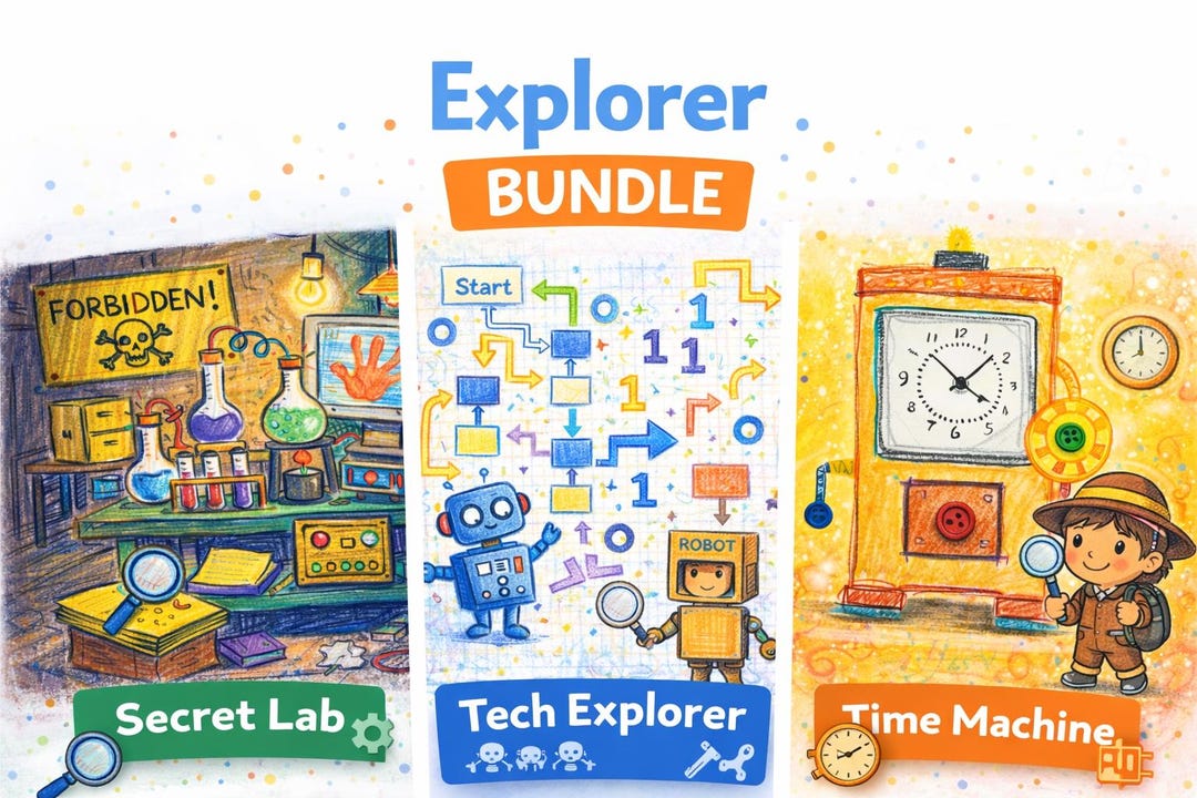 Explorer Kit Template Explorer Bundle | Printable Activity Kit for Kids | Science + Coding ...
