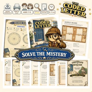 Kit da detective con lettere cifrate stampabile per bambini dai 7 ai 12 anni | Attività di mistero con codici segreti | Gioco di cifratura educativo in PDF con download immediato