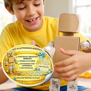 Robotkit för barn | Tvåspråkig utskrivbar (spanska/engelska) | STEM | Åldrar 6-10 | Lär dig programmera | Pedagogisk aktivitet