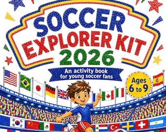 Soccer Activity Book Kids 6-9 Printable | World Soccer 2026 Coloring Pages, Bracket, Predictions | Instant Download PDF