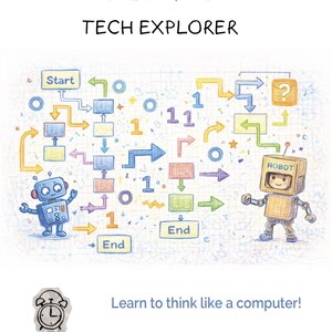 KIT #5 Tech Explorer Kit for Kids | Learn to Think Like a Computer | Algorithms + Binary Code | Ages 9-14 | Printable