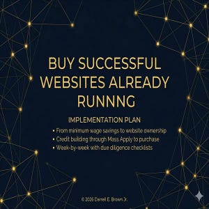 Buy Websites Implementation Plan | Week-by-Week from Credit Building to Online Business Ownership