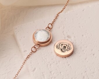 Pet Hair Keepsake Bracelet, Custom Pet Portrait Cremation Jewelry, Dog Hair Memorial Bracelet, Loss of Pet Sympathy Gift, Stainless Steel