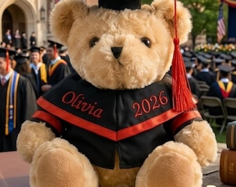 Personalized Graduation Teddy Bear, Custom Embroidered Name Graduation Gift, Class Graduation Plush Bear,Graduation Gift for Her/Him