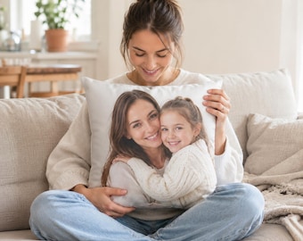 Personalized Cotton Pillow, Two Photos Custom Double Sided Photo Cushion Cover, Decorative Throw Pillow Gift