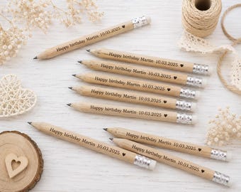Personalized Engraved Bamboo Pencils, Custom Wooden Name Pencils for Wedding Guests, Bridal Shower Favors, Party Favor Gifts